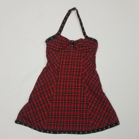 Tripp NYC dress halter top plaid lace grommet - Picture 1 of 8